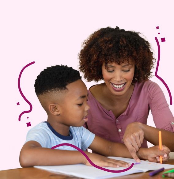 Nanny and child working on homework together