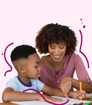 Nanny and child working on homework together