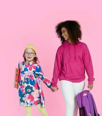 Babysitter holding child